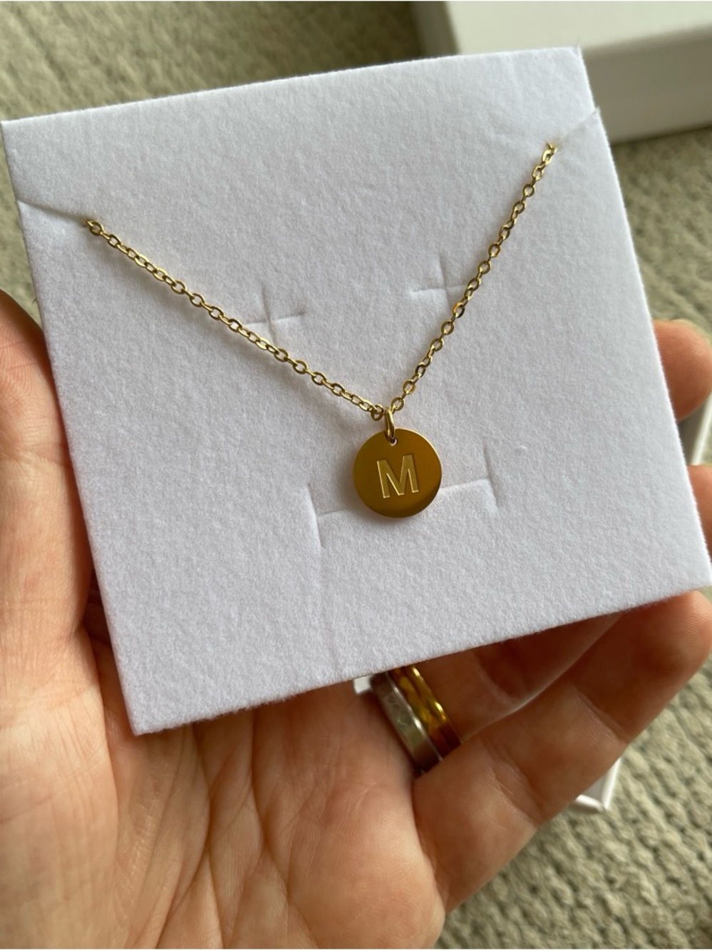 Gold Initial 'M' Disc Necklace - Personalized Women's Jewelry